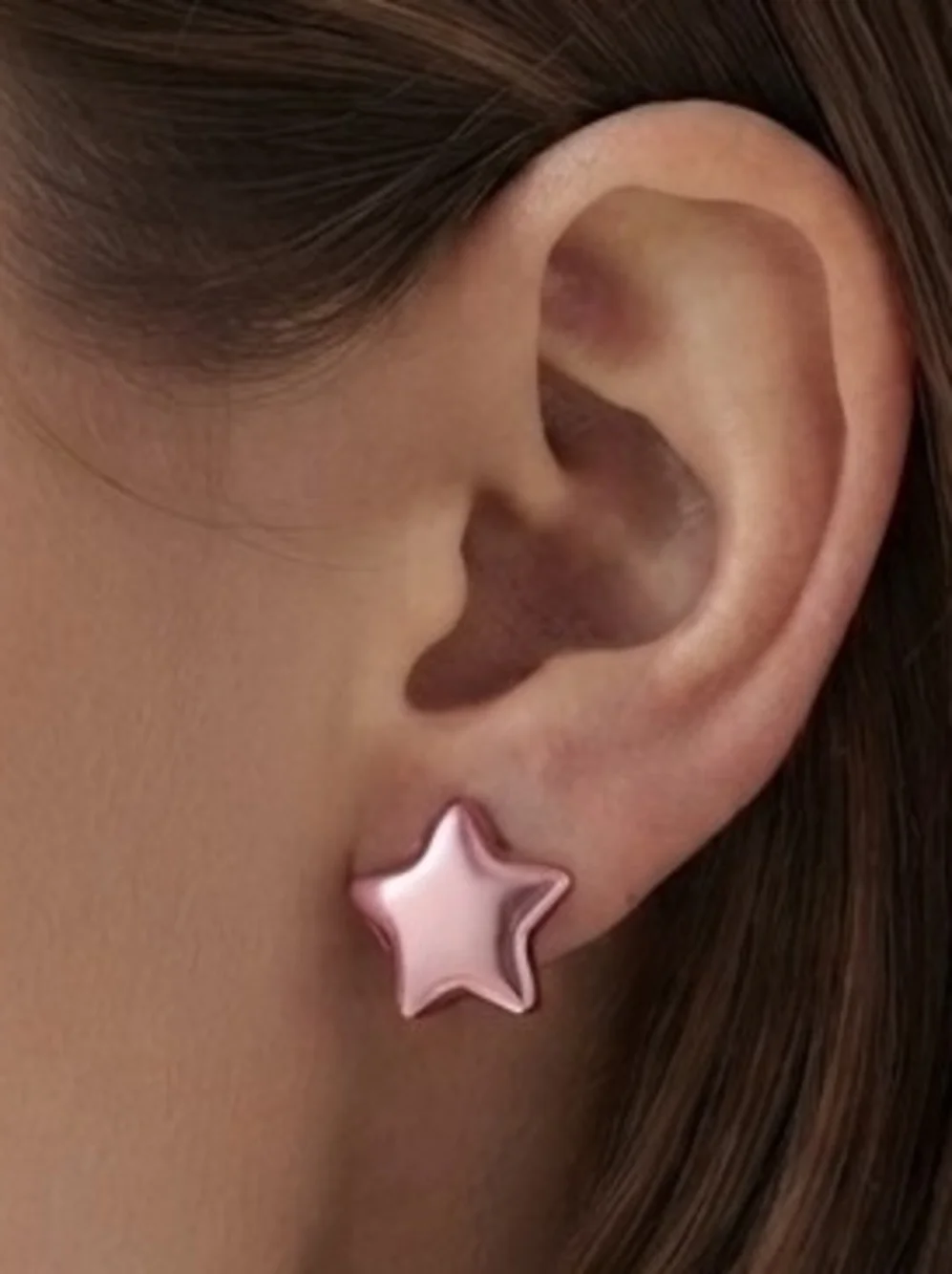 Pink Metallic Star Stud Earrings